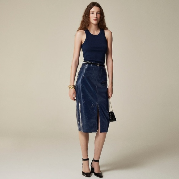 NWT!! J. CREW Perfect Fit High Neck Tank Top Solid Navy Blue Nautical Small - Picture 5 of 15